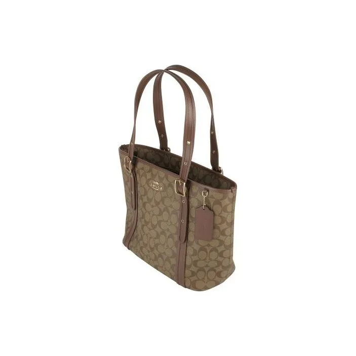 COACH Canvas With Leather Canvas Bag, Tote Bag, Shopping Bag, Handbag, Shoulder Bag Women's Khaki-4