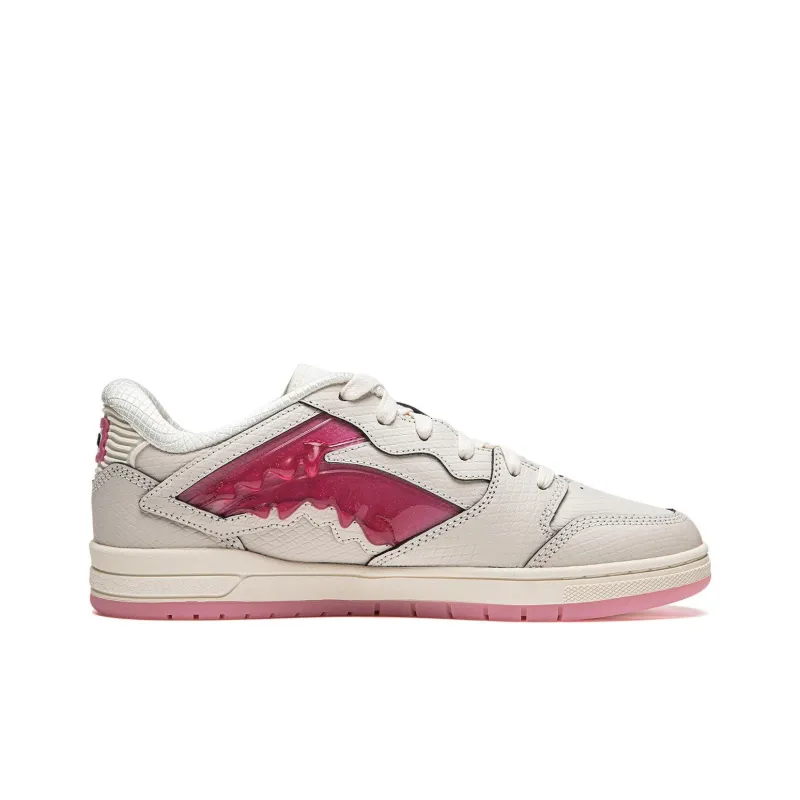 LiNing Wave Pro Cushioning Wear-Resistant Low-Top Skateboard Shoes Unisex Ecru/Fifi Pink-1