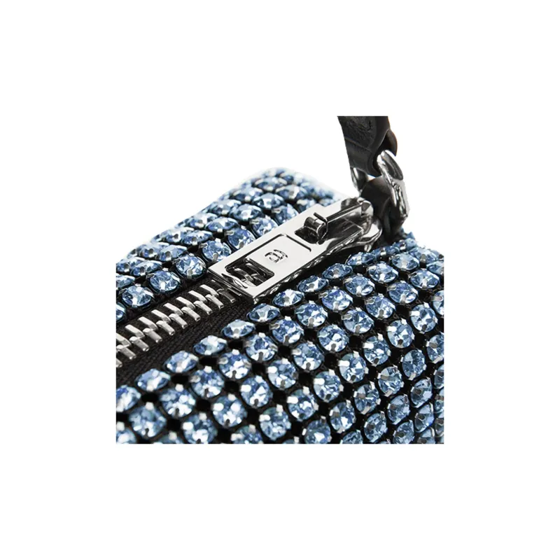 Alexander Wang Heiress Cow Leather Small Handbag, One Shoulder Bag, Handbag Medium Size Women's Blue-2