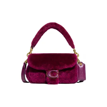 COACH Pillow Shearling Portable Crossbody Bag Shoulder Bag Small Size Women's Purple