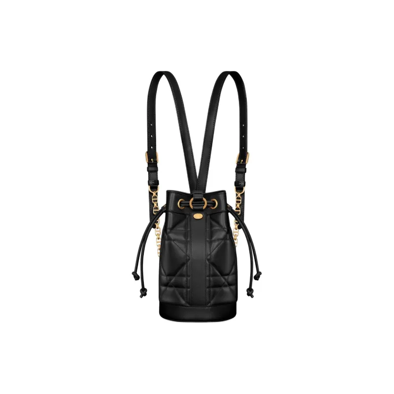 DIOR Cow Leather Backpack Small Size Women's Black-3