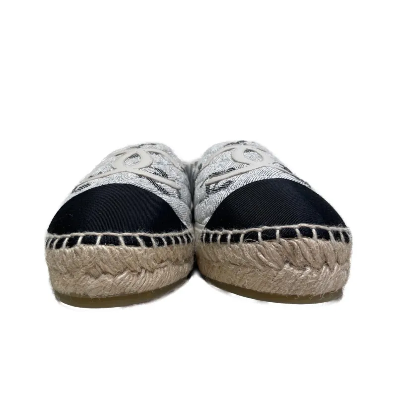 CHANEL Flat Shoes Women's Gray Black-2
