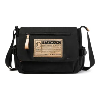 LANDCASE Fabric Crossbody Bag Shoulder Bag Messenger Bag Commute Bag Regular Unisex Black