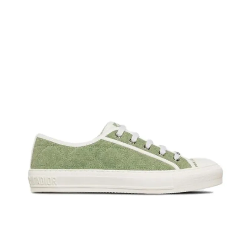 DIOR Walk'N'DIOR Low Top Green Faded Cannage Embroidered Denim Women's-1