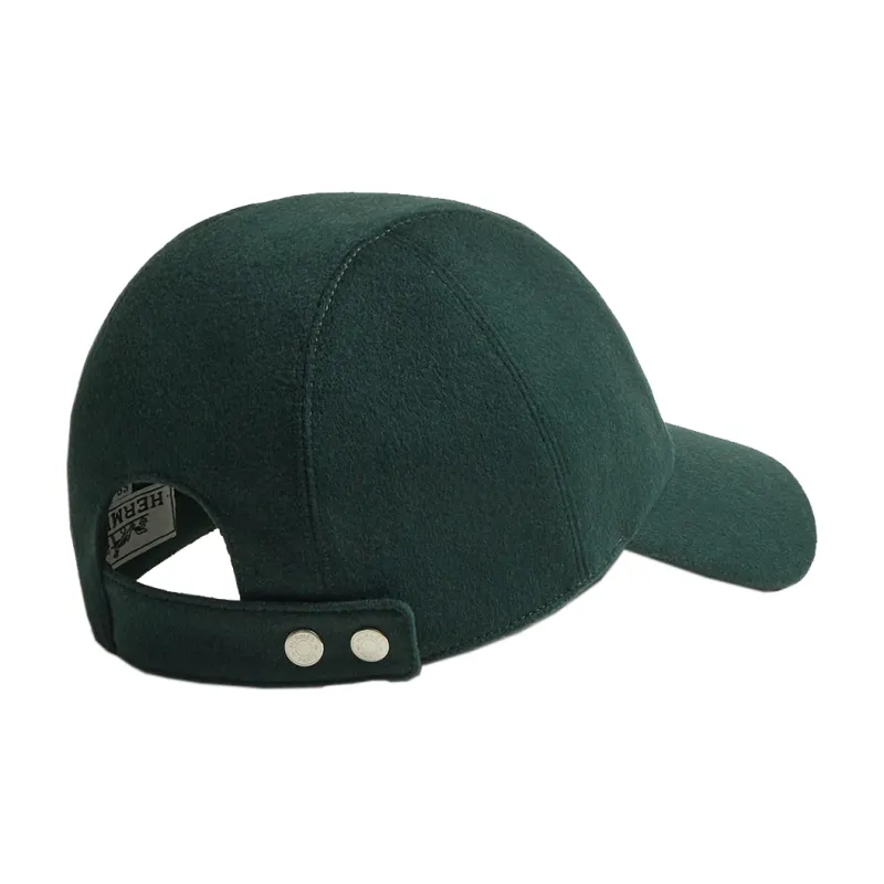 HERMES Cashmere Baseball Caps Unisex Brown/Green-4