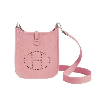 HERMES Evelyne Clemence Leather Ivorie Shoulder Bag Crossbody Bag Mini Women's Cherry Blossom Pink