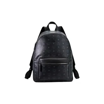 MCM Leather Backpack Tubas Unisex Black