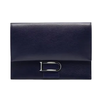 Delvau Textured Calfskin Clutch Women's Marine Blue