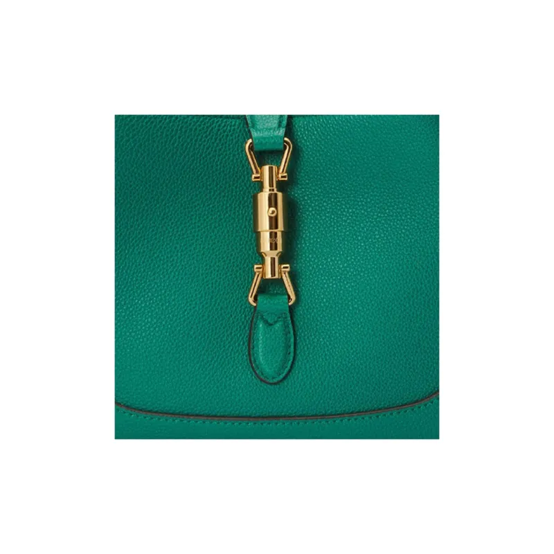 GUCCI Jackie 1961 Grained Leather Crescent Shoulder Bag Shoulder Bag Small Size Women's Emerald Green-8
