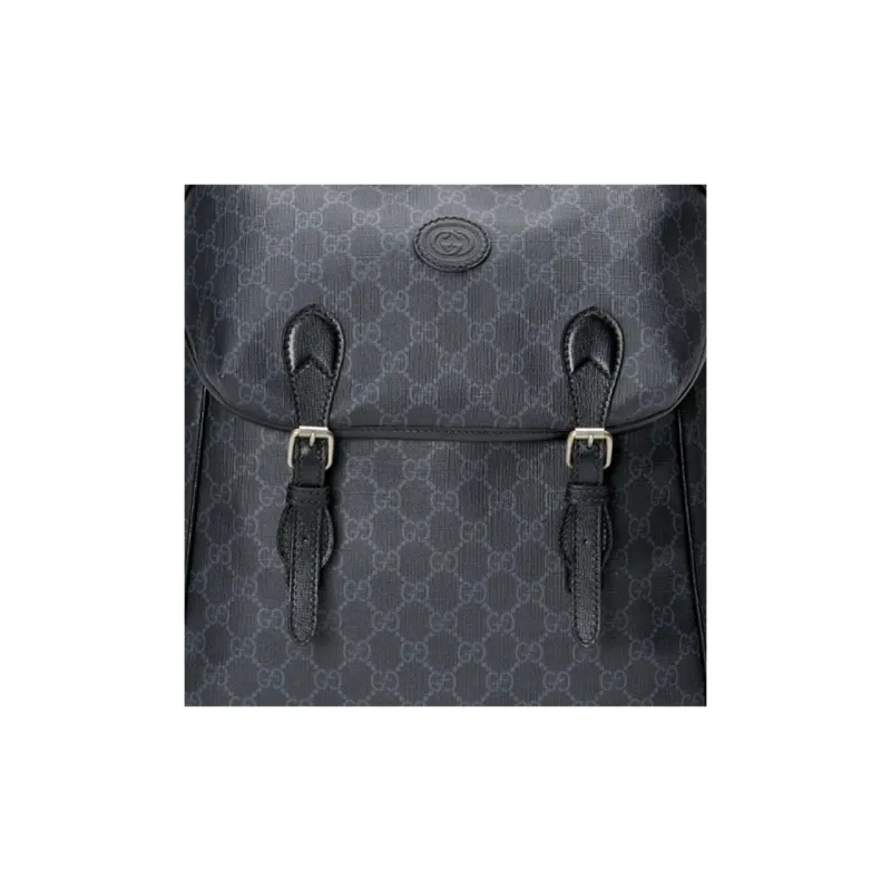 GUCCI Canvas Leather Laptop Backpack Men's Black Gray Color-7
