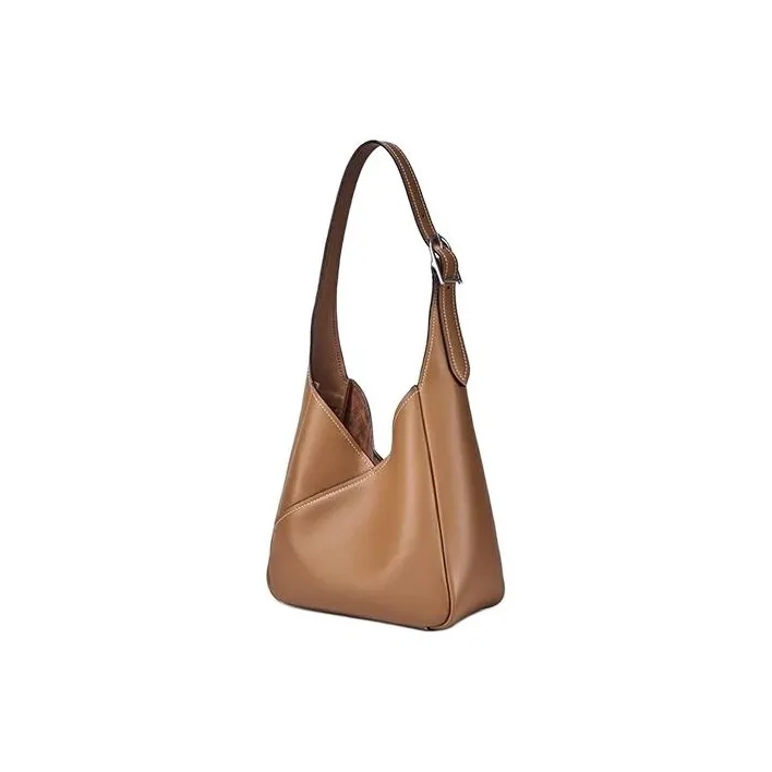 DISSONA Cow Leather Handbag, Shoulder Bag Small Size Women's Brown-1