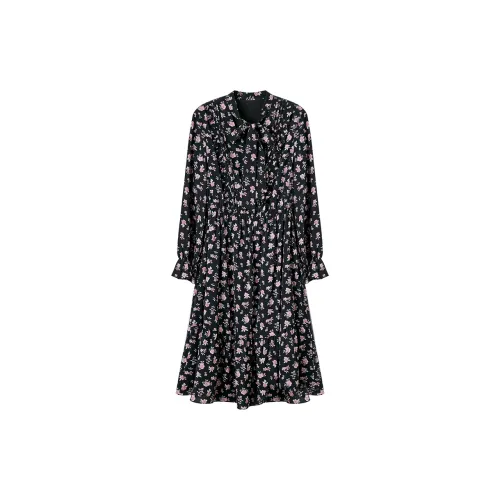 XIANGYING Long-Sleeved Dresses Women's Black