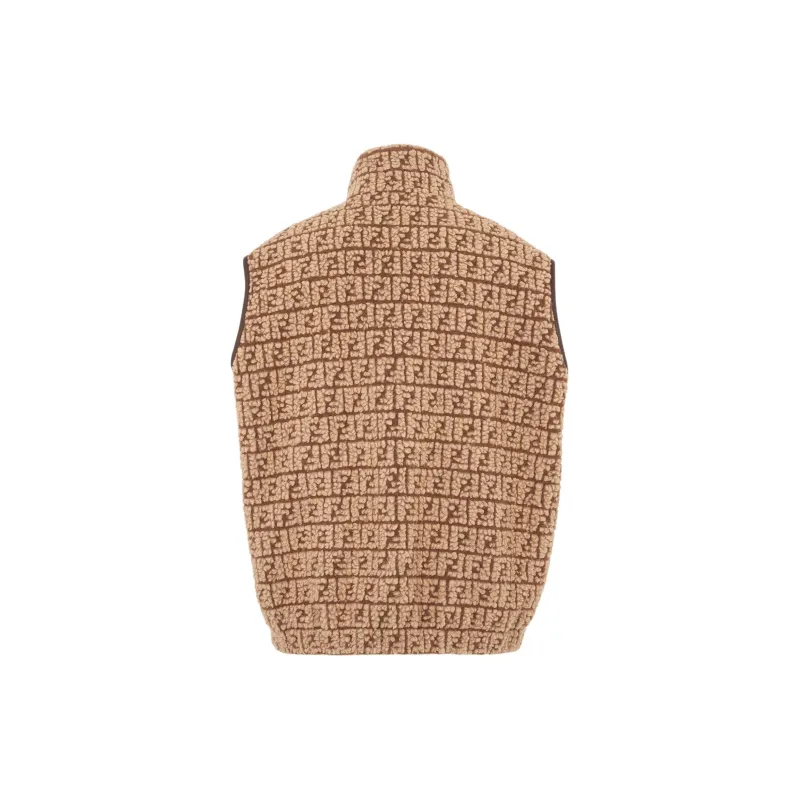 FENDI High Neck Zip Up Teddy Vest-1