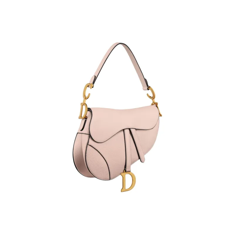 DIOR Saddle Grained Calfskin Saddle Bag Shoulder Bag Crossbody Bag Handbag Women's Pink-1