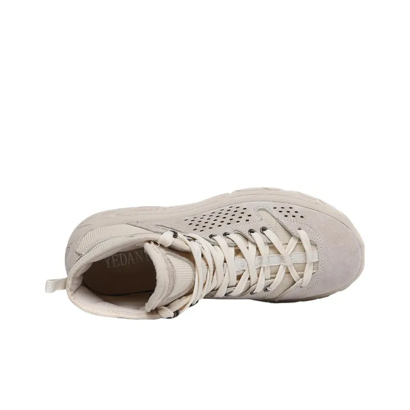 YEDANI High Top Chunky Sneakers Men's Beige Gray-4