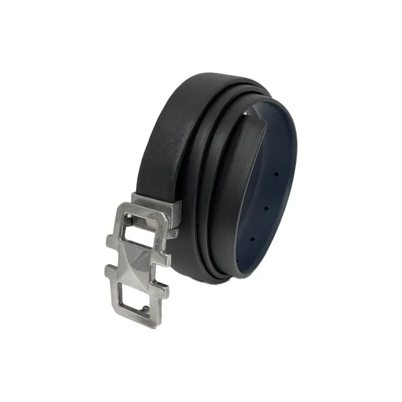 FERRAGAMO Two-Tone Design Leather Belts Unisex Black/Blue Width: 2.5CM-1