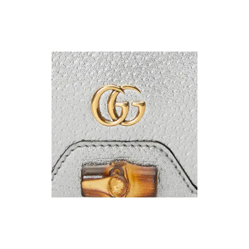 GUCCI Diana Leather Shoulder Bag Crossbody Bag Mini Women's Silver-7