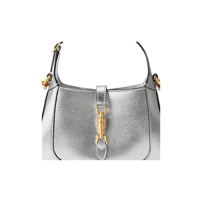 GUCCI Jackie 1961 Leather Crescent Shoulder Bag Shoulder Bag Mini Women's Silver-7