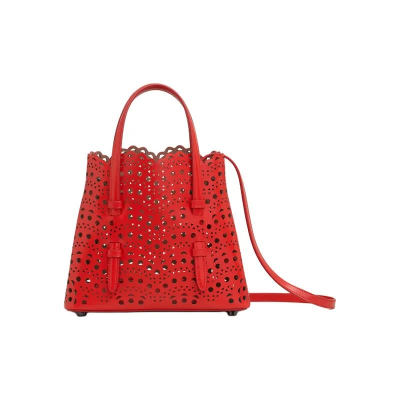 Alaia Calfskin Handbag Women's Red-2