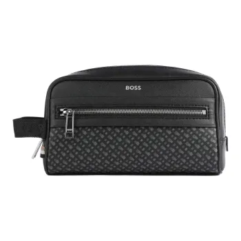 HUGO BOSS Grained Leather Clutches Toiletry Bags Men's Black