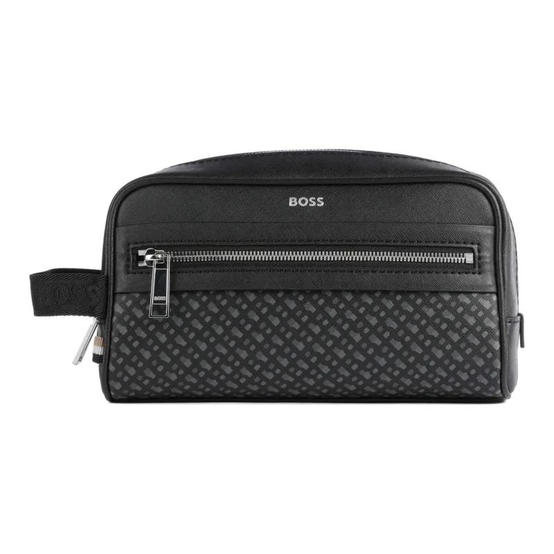 HUGO BOSS Grained Leather Clutches Toiletry Bags Men's Black-0