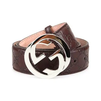 GUCCI Letter Patterned Print Belt Men's Brown Width 2-4cm