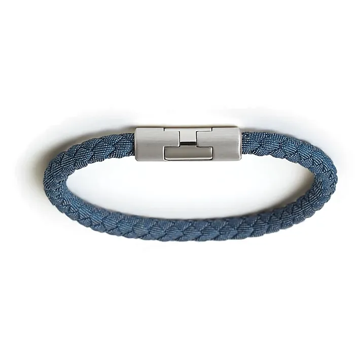 HERMES Leather Palladium-Plated Gold Bracelets Men's Blue-1