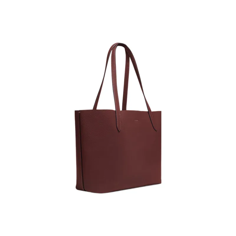COACH Pebbled Leather Tote Bag, Shopping Bag, Handbag, Shoulder Bag Women's Dark Red-1
