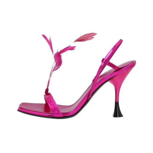 3JUIN Feather-detail 110mm Slingback Sandals