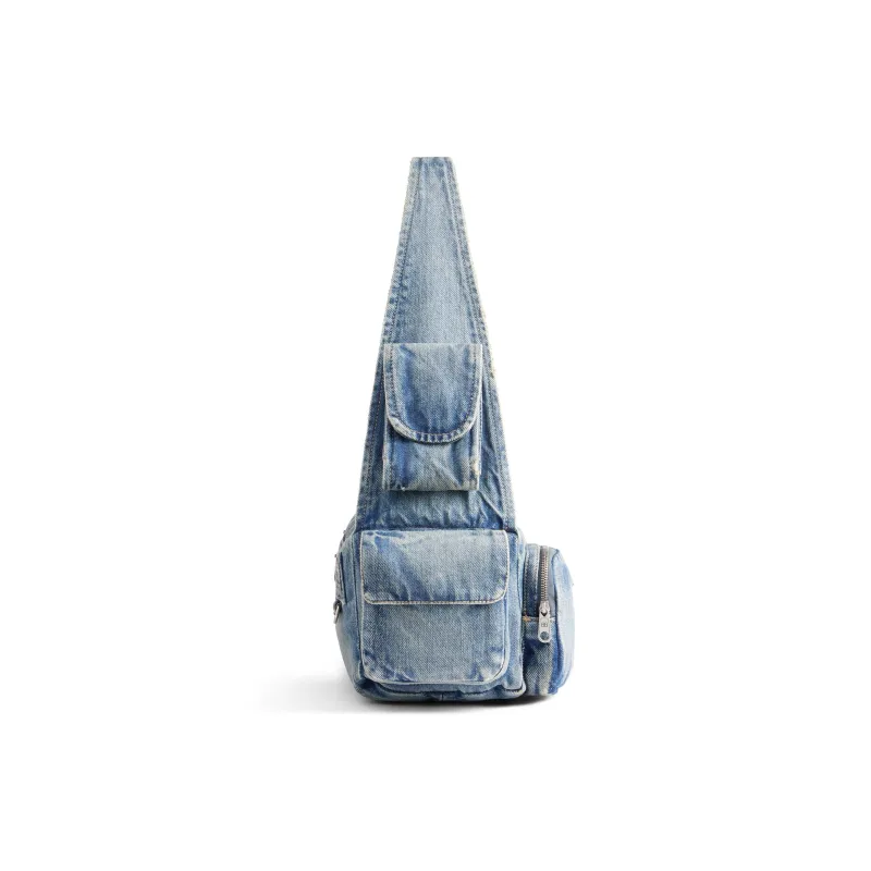 Balenciaga Superbusy Washable Denim Handbag Shoulder Bag Small Size Men's Blue-2