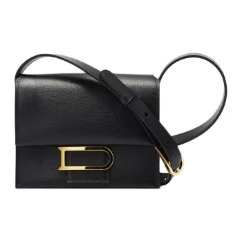 Delvau Opera Calf Grain Calfskin Shoulder Bag, Crossbody Bag Trumpets Women's Black