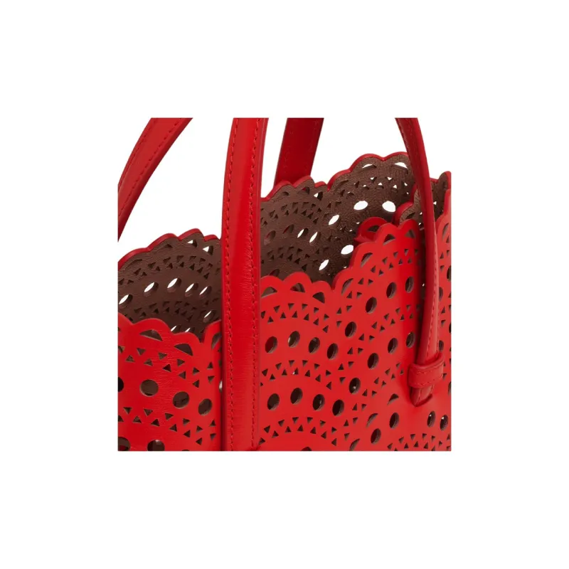 Alaia Calfskin Handbag Women's Red-4
