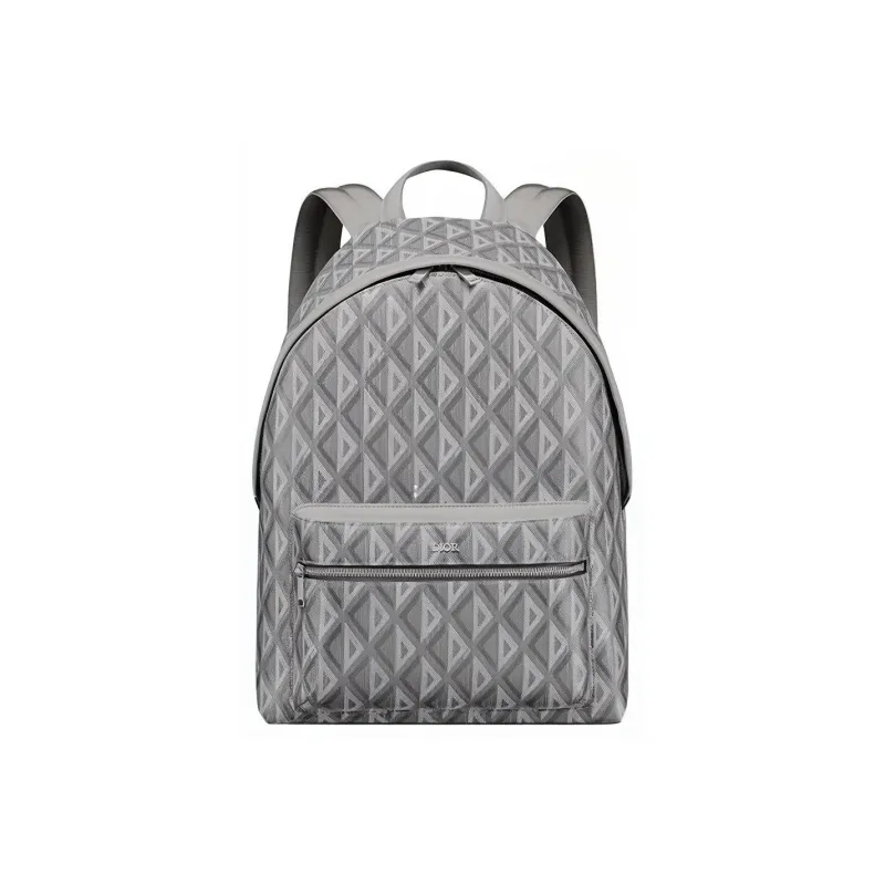 DIOR Canvas Cow Leather Patchwork Backpack Regular Men's Gray-0