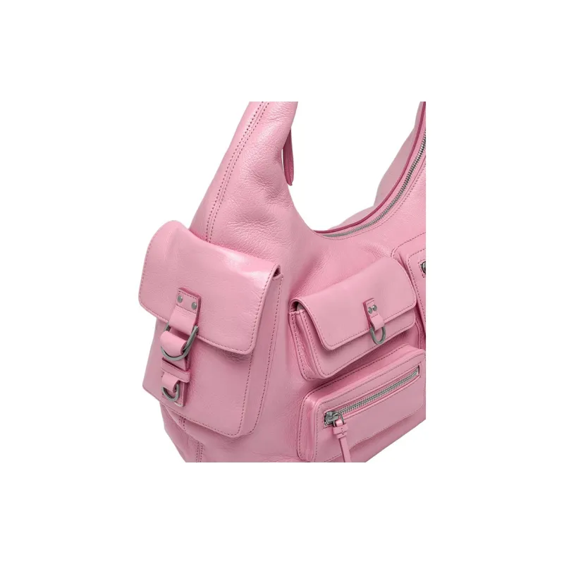 Blumarine Buffalo Leather Handbag Shoulder Bag Large Size Women's Pink-3