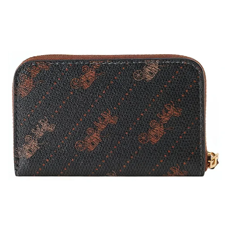 COACH Zip Around PVC Card Holders Clutches Wallets Mini Women's Black-1