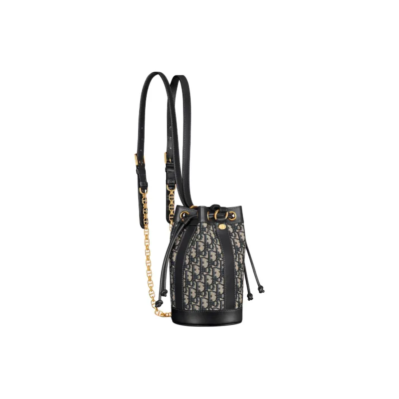 DIOR Oblique Printed Fabric Backpack Trumpets Women's Blue-1