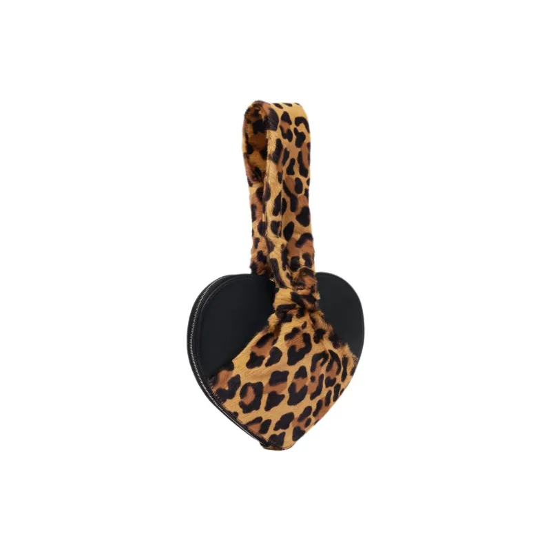 Alaia Calfskin Handbag Women's Black Patchwork Leopard Print-1