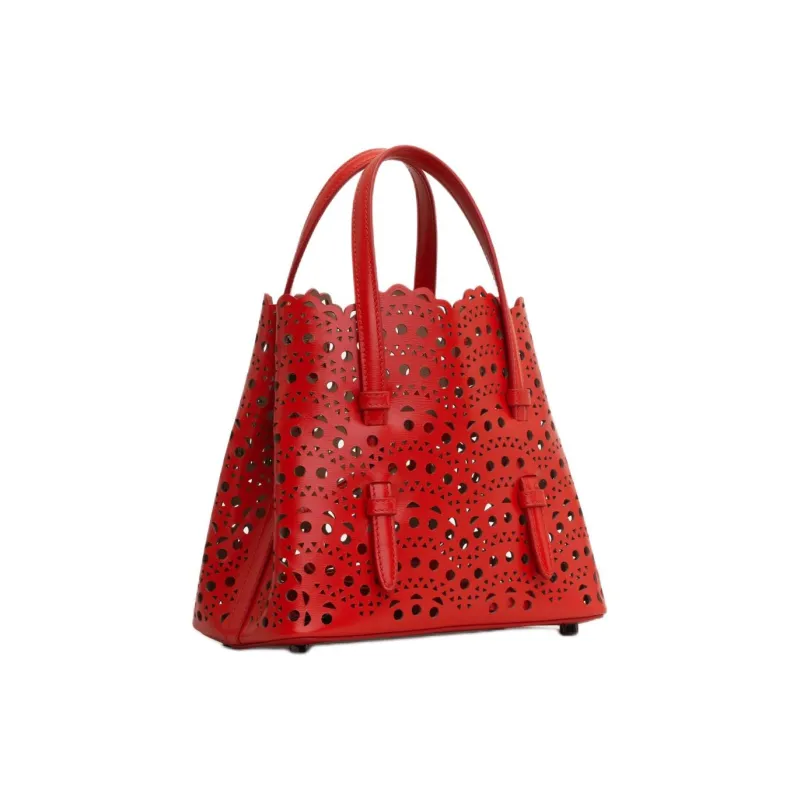 Alaia Calfskin Handbag Women's Red-1