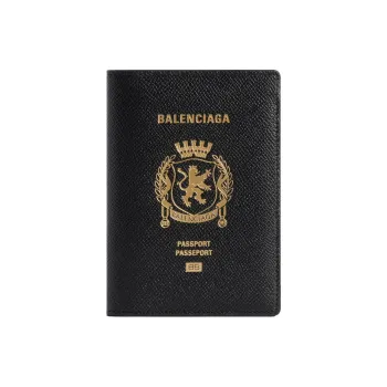 Balenciaga Calfskin Passport Holder Men's Black