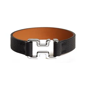 HERMES Stainless Steel Metal Wristbands Unisex Black