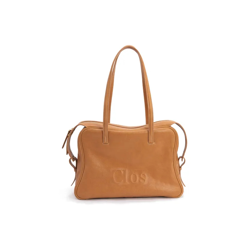 Clos Vegetable Tanned Cow Leather Commute One Shoulder Briefcase Women's Caramel Brown/Apricot/Black-7