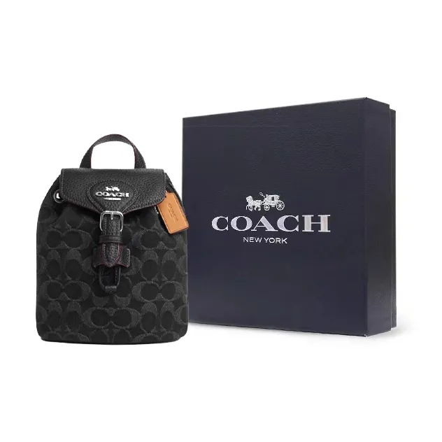 COACH Canvas With Cow Leather Backpack Small Size Women's Black-8