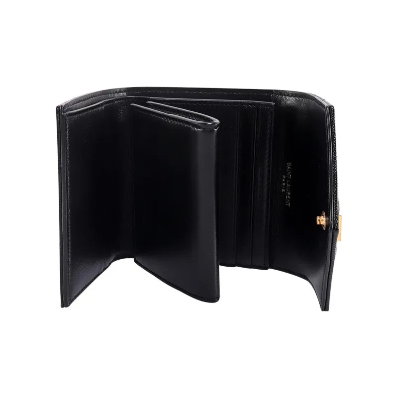 SAINT LAURENT Leather Wallet Regular Women's Black-3
