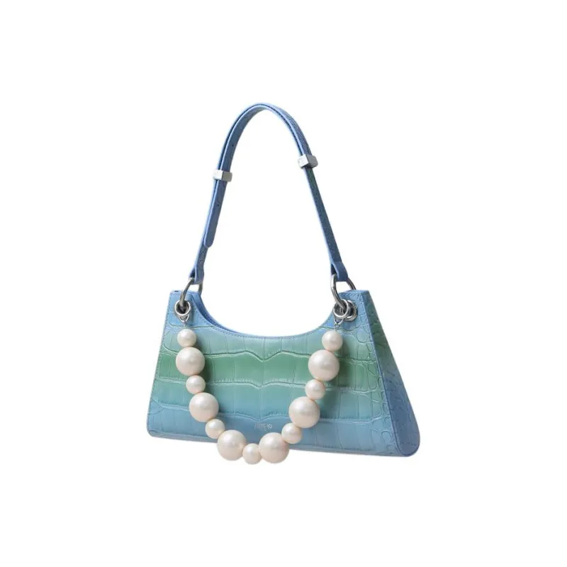 APEDE MOD Crocodile Pattern Cow Leather Shoulder Bag Women's Summer Night Gradient-2