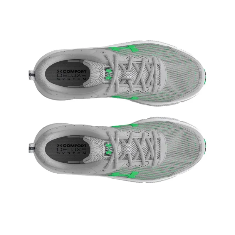 Under Armour Charged Assert 10 Abrasion Resistant Breathable Low Top Running Shoes Men's Gray Green-3