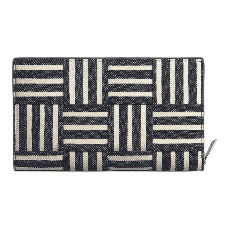 Bottega Veneta Cotton Denim Wallet Men's Marine Blue & White-1