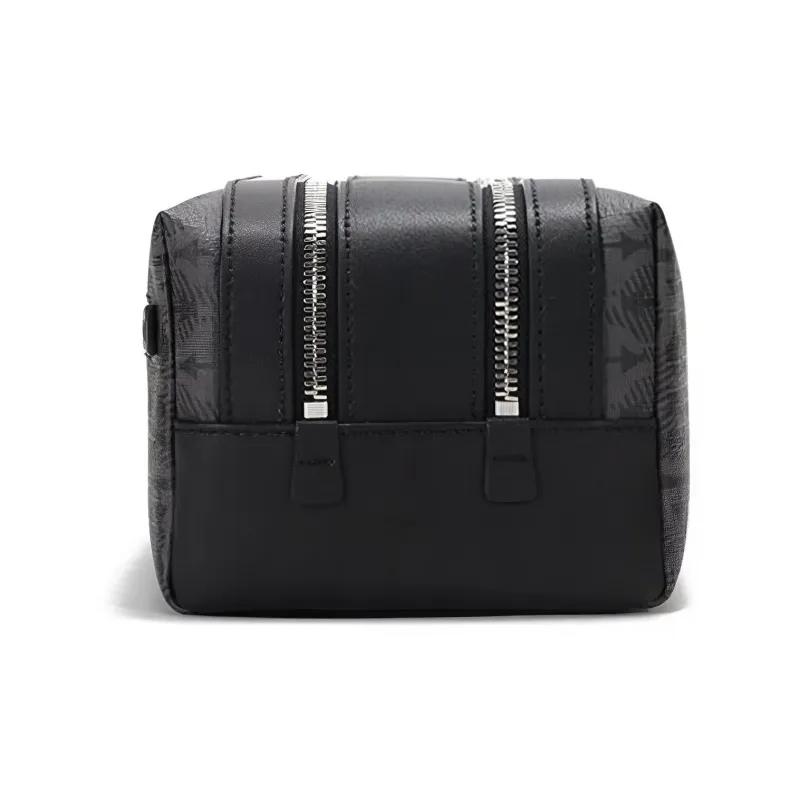 FERRAGAMO GANCINI Cow Leather Patchwork With Polyurethane Handbags Clutches Men's Black Gray-2
