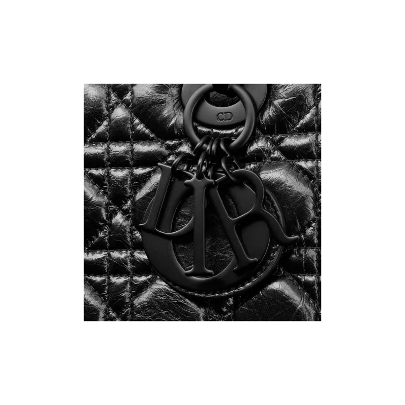 DIOR Lady Dior Crackle Cannage Calfskin Lady Dior Bag, Shoulder Bag, Crossbody Bag, Handbag Medium Size Women's Black-5