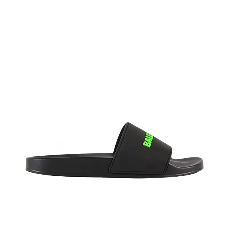 Balenciaga Pool Slide Black Fluo Green Women's-1