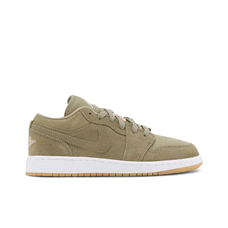 Jordan Air Jordan 1 Low Anti Slip Wear Resistant Low Top Vintage Basketball Shoes Women's Gray Green-1